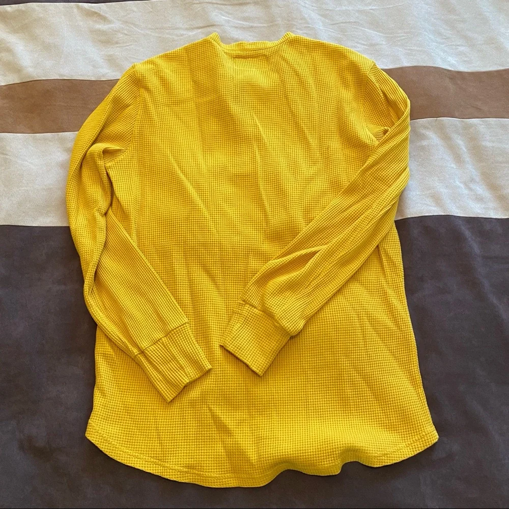 All Good Never Better bright yellow waffle Henley mens XL slim fit - Picture 4 of 5